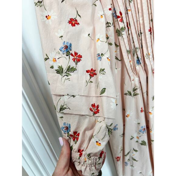 Madewell‎ Women's Pintuck Puff-Sleeve Mini Dress in Seaside Floral Pink Size sm - Picture 9 of 15